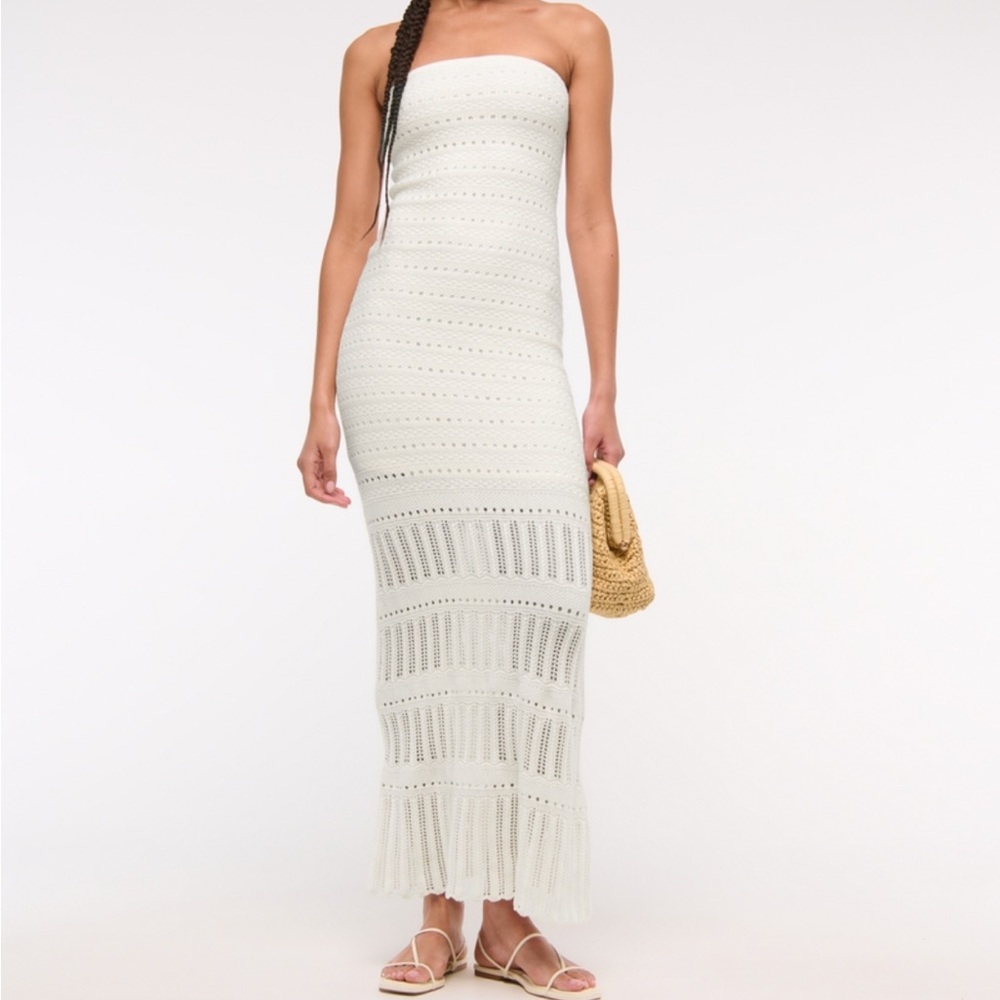 Strapless Crochet-Style Maxi Dress